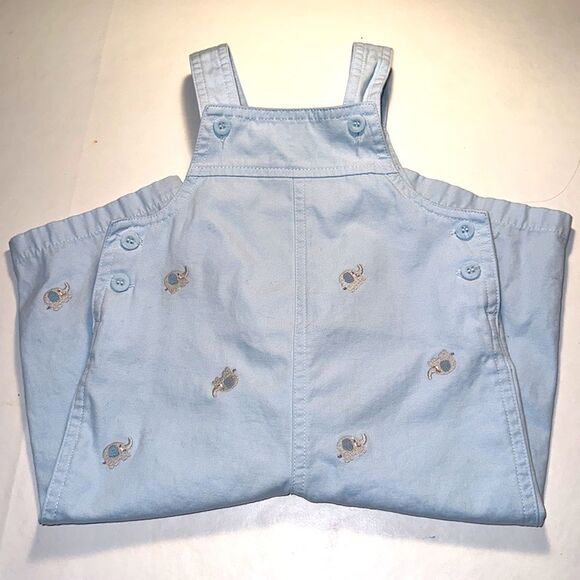 Baby Boys 100% Cotton Elephant Embroidered Overalls, size 12 months - Picture 1 of 9